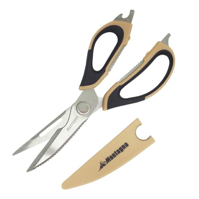 1つで8役こなす Montagna(モンターナ) 8in1 マルチシザー ステンレス仕様 ハサミ 缶開け ピーラー ナイフ 栓抜き ゴボウ切 ウロコ取り 殻割 HAC3995(25y6m) | 