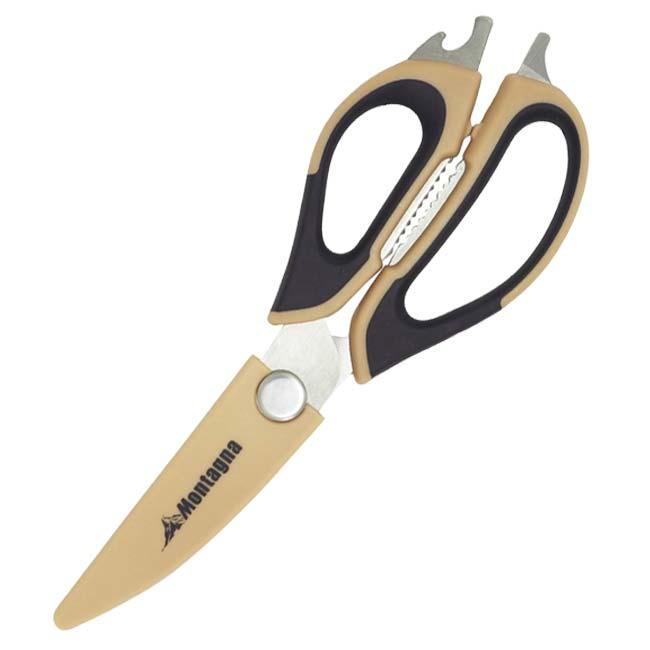 1つで8役こなす Montagna(モンターナ) 8in1 マルチシザー ステンレス仕様 ハサミ 缶開け ピーラー ナイフ 栓抜き ゴボウ切 ウロコ取り 殻割 HAC3995(25y6m) |  | 01