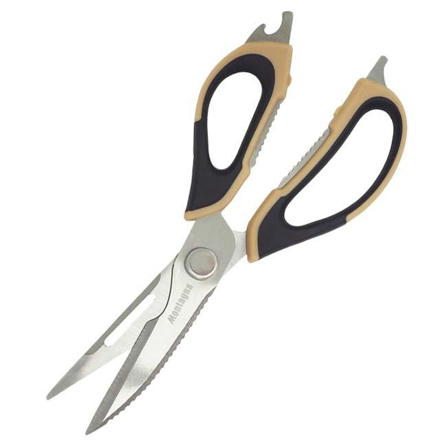 1つで8役こなす Montagna(モンターナ) 8in1 マルチシザー ステンレス仕様 ハサミ 缶開け ピーラー ナイフ 栓抜き ゴボウ切 ウロコ取り 殻割 HAC3995(25y6m) |  | 02