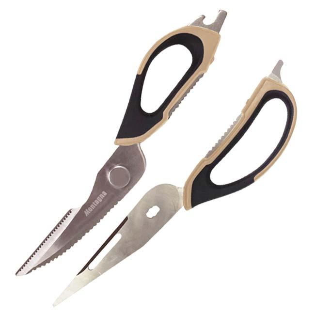 1つで8役こなす Montagna(モンターナ) 8in1 マルチシザー ステンレス仕様 ハサミ 缶開け ピーラー ナイフ 栓抜き ゴボウ切 ウロコ取り 殻割 HAC3995(25y6m) |  | 03