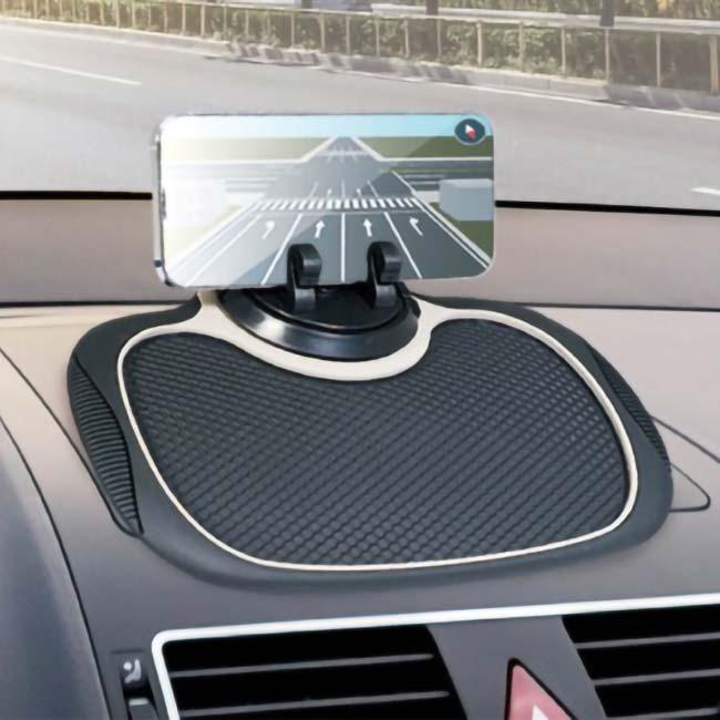 接着剤不要でピタッとくっつく ハック(HAC) スマホホルダー付き 車用ノンスリップマット すべり止め付き 簡単設置 HAC4329ブラック(24y9m) | 