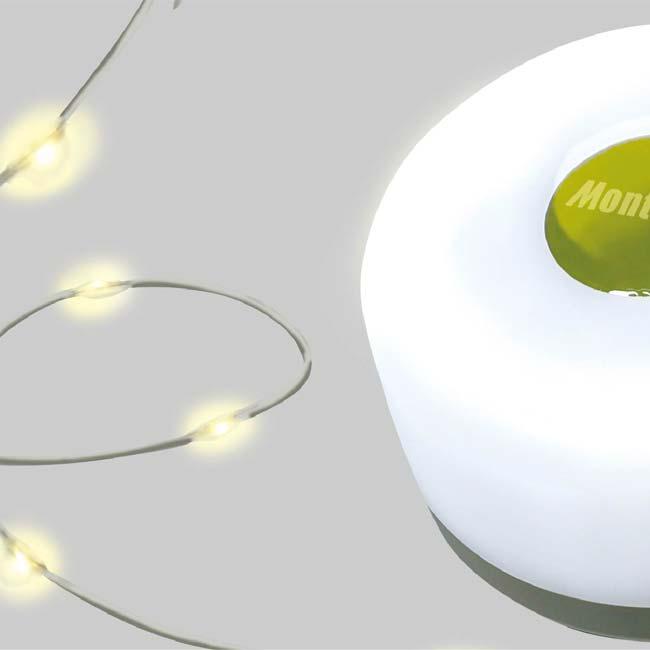 在庫処分特価 テントを灯りでかざろう  Montagna(モンターナ) ストリングLEDライト コード長さ7.5m LED80球 USB充電式 HAC4141-ホワイト(24y6m)【LI電含】 | 