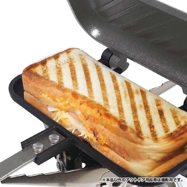 朝食やおやつ作りに最適  Montagna(モンターナ) 食パン 1枚専用 グリル&ホットパン 直火専用 フッ素加工 ロック機能付き取手 HAC3599-ブラック(24y6m) | 