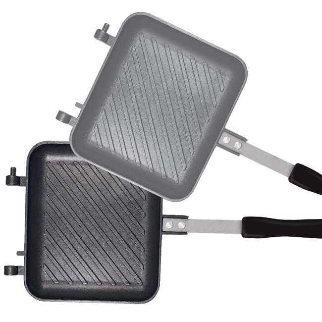 在庫処分特価 挟んで焼くだけ レシピは無限大 Montagna(モンターナ) グリル＆ホットパン 直火専用 プレート内側フッ素加工 ロック機能付き取手 HAC3440 |  | 02