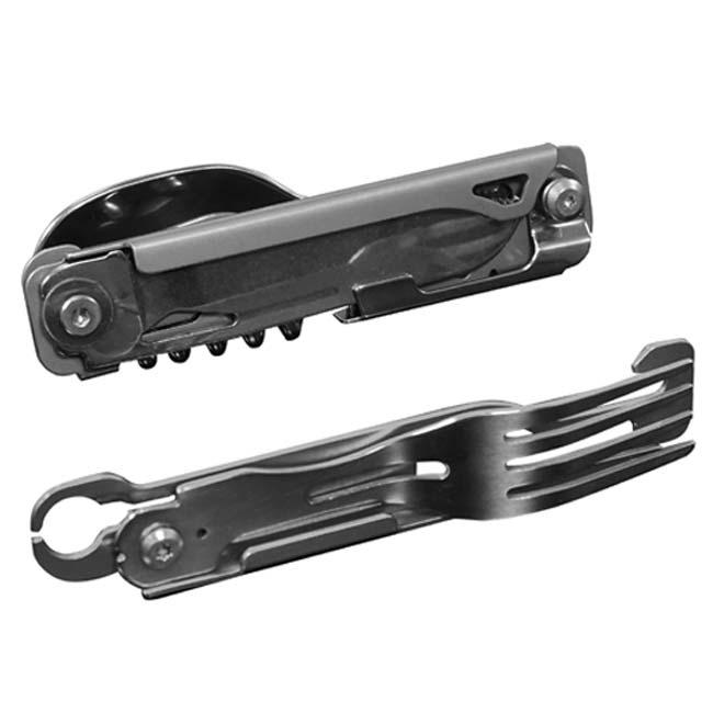 スプーン、フォーク、缶切り、ナイフ、コルク抜きが一つに  Montagna(モンターナ) 5WAY マルチツール コンパクト収納 HAC3478-シルバー(24y6m) |  | 01