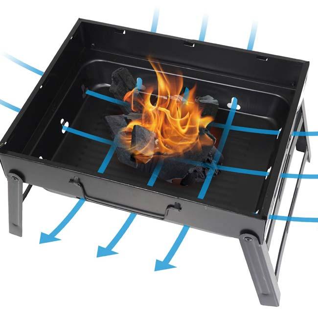 家族や友人とのBBQに  Montagna(モンターナ) 薄型収納 BBQ PORTABLE GRILL バーベキュー ポータブルコンロ 焼きアミ付属 HAC3950-ブラック(24y6m) |  | 03