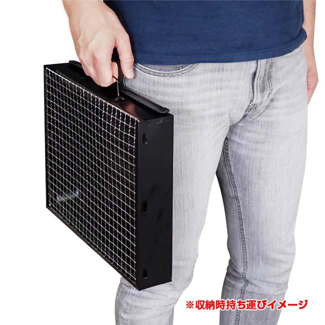 家族や友人とのBBQに  Montagna(モンターナ) 薄型収納 BBQ PORTABLE GRILL バーベキュー ポータブルコンロ 焼きアミ付属 HAC3950-ブラック(24y6m) |  | 04