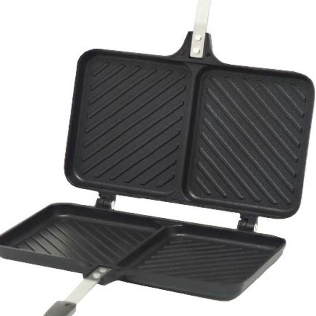 ファミリーキャンプにもピッタリ Montagna(モンターナ) よくばり  ダブルグリル＆ホットパン グリルパン HAC3027-ブラック(22y3m) |  | 01