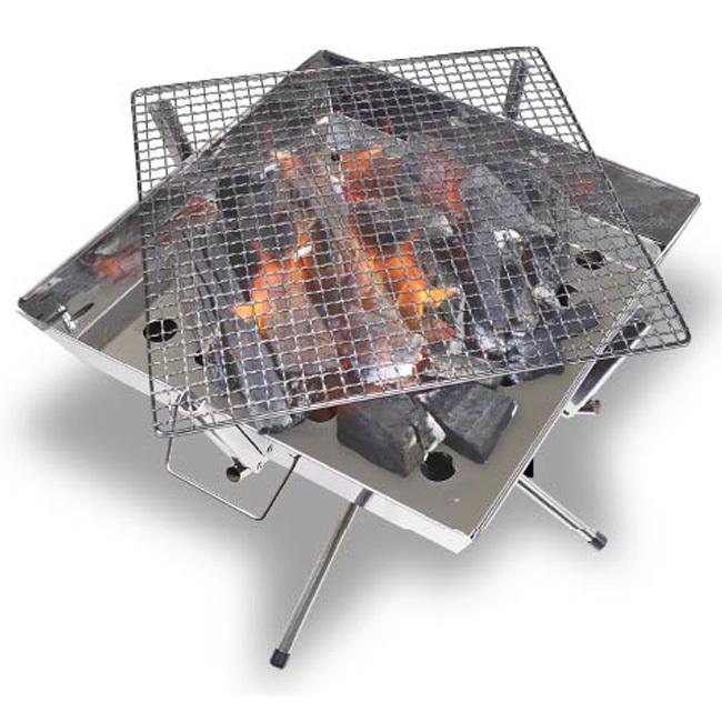 在庫処分特価】焚き火台としても活躍  Montagna(モンターナ) アウトドア 焚き火グリル 収納袋付き HAC2892-シルバー(21y10m) |  | 01