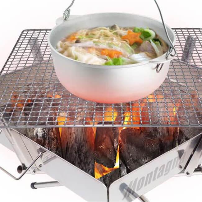 在庫処分特価】焚き火台としても活躍  Montagna(モンターナ) アウトドア 焚き火グリル 収納袋付き HAC2892-シルバー(21y10m) |  | 02