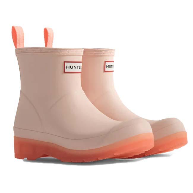 在庫処分特価 HUNTER(ハンター) 2024 レディース プレイ ショート トランスルーセント ソールブーツ 国内正規商品 雨靴 WFS4001RMA-ROF R.ピンク×オレンジ | HUNTER | 01