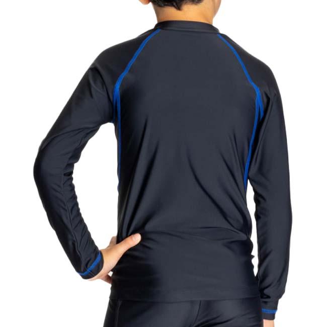 ナイキ(NIKE) 2025 SS ジュニア ジップ付き長袖ラッシュガード 男子 女子 水着 スイムウエア スクール水着 ※トップスのみ 1991109-010 ブルー(25y4m) | NIKE | 01