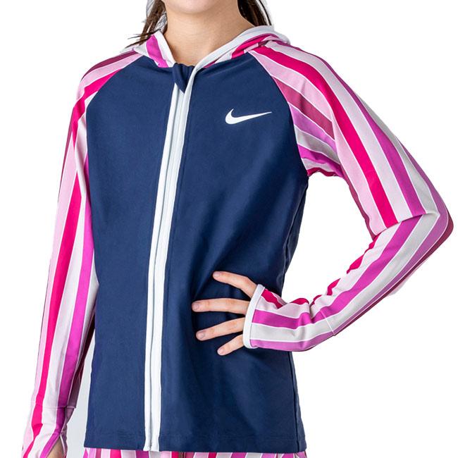 在庫処分特価 ナイキ(NIKE) ジュニア(ガールズ) フード付き長袖 グラフィック UVラッシュガード(上物のみ) スクール 1981910-08 | NIKE