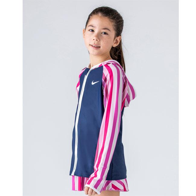 在庫処分特価 ナイキ(NIKE) ジュニア(ガールズ) フード付き長袖 グラフィック UVラッシュガード(上物のみ) スクール 1981910-08 | NIKE | 01