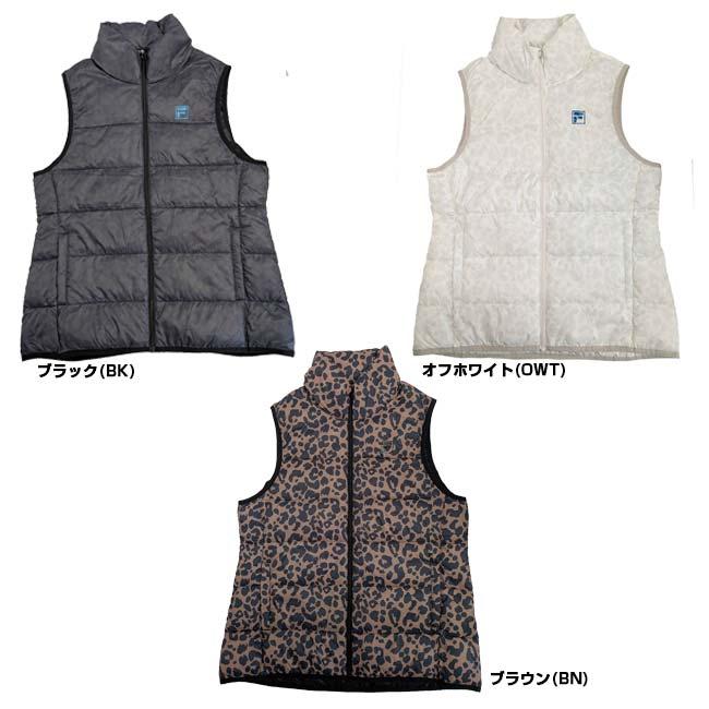 日本サイズ FILA(フィラ) 2025 FW レディース レオパード柄ライトダウンベスト 中綿入り 795-241(25y10mゴルフ) | FILA | 01