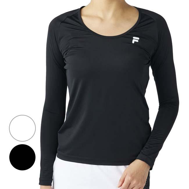 日本サイズ FILA(フィラ) レディース クルーネック 長袖インナーシャツ 接触冷感 吸汗速乾 UVカット 755-990L(25y7mゴルフ) | 