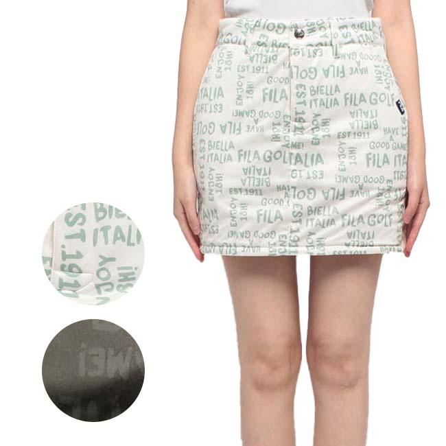 売切りセール！在庫処分特価 日本サイズ FILA(フィラ) 2023 FW レディース ウィンドバリア タイポプリント 中綿リバーススカート 793-303 | FILA