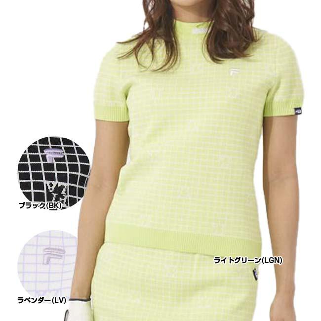 売切りセール！在庫処分特価 日本サイズ FILA(フィラ) 2023 SS レディース 半袖チェック ニットプルオーバー 753-642(23y3mゴルフ) |  | 01