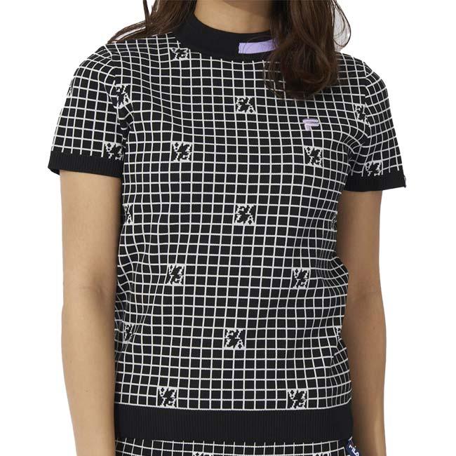 売切りセール！在庫処分特価 日本サイズ FILA(フィラ) 2023 SS レディース 半袖チェック ニットプルオーバー 753-642(23y3mゴルフ) |  | 02