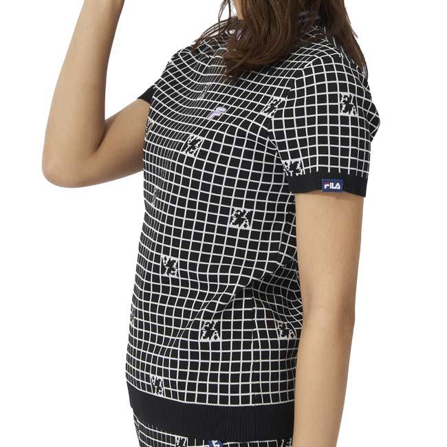 売切りセール！在庫処分特価 日本サイズ FILA(フィラ) 2023 SS レディース 半袖チェック ニットプルオーバー 753-642(23y3mゴルフ) |  | 04