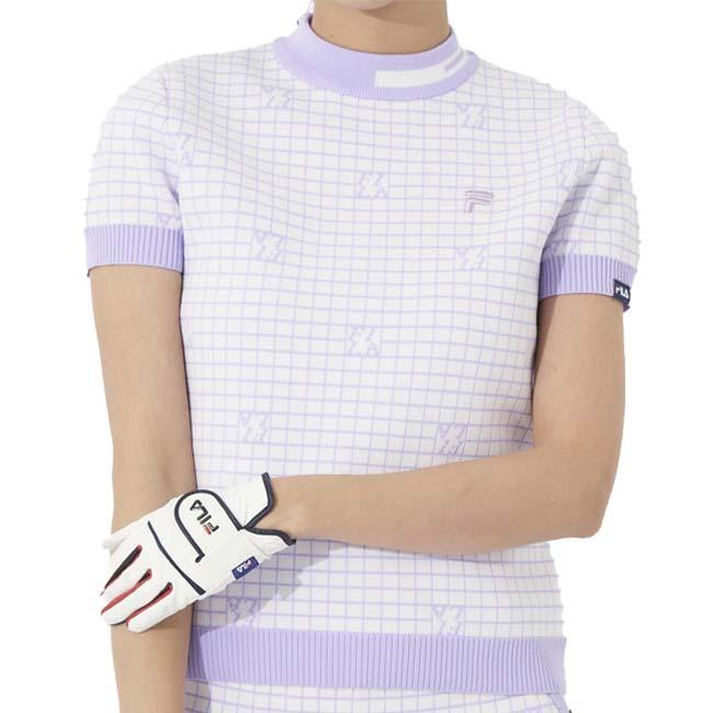 売切りセール！在庫処分特価 日本サイズ FILA(フィラ) 2023 SS レディース 半袖チェック ニットプルオーバー 753-642(23y3mゴルフ) |  | 07