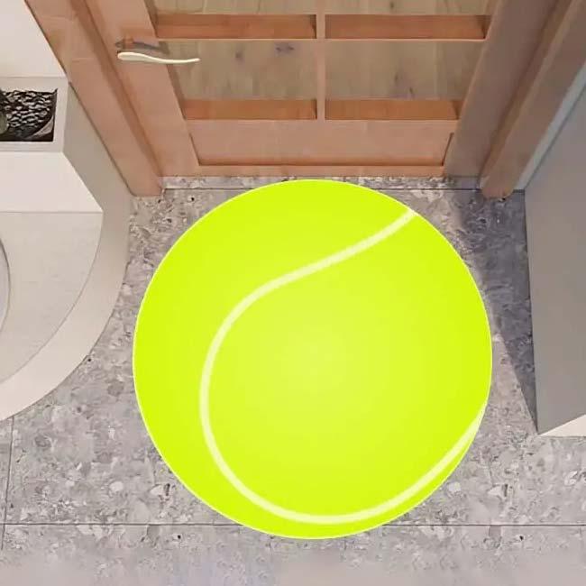 テニスボール ラウンドラグ すべり止め付き 直径80cm ※手洗いのみ可能※ TE909974イエロー(24y8m) | 