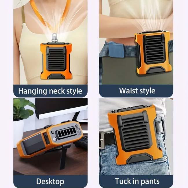 暑い夏のアウトドアや外出の必需品  ポータブルファン ウエスト ホルター付き ウエストファン ネックファン USB充電式 S15(24y7m) |  | 05