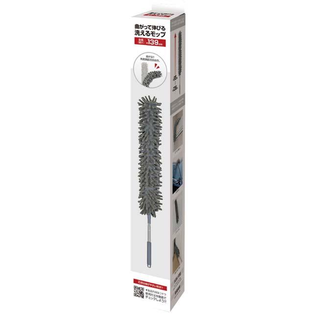 手の届かないところも簡単お掃除 ハック(HAC) 曲がって伸びる 洗えるモップ 全長139cm 水洗い可能 乾漆両用 HAC4975 グレー(25y9m) |  | 06