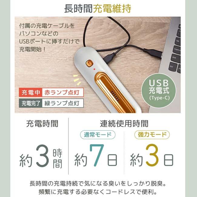 オゾンの力で気になる臭いを強力脱臭 ハック(HAC) USB充電式 オゾン