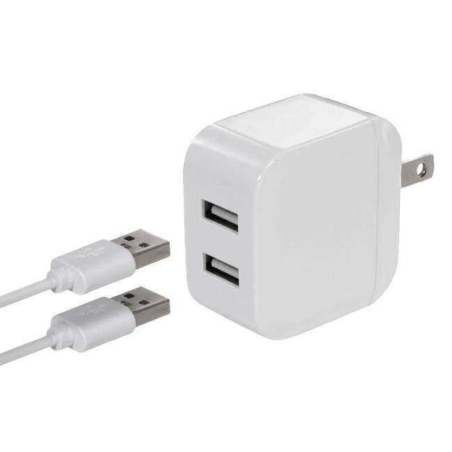 2ポート同時充電可能 ハック(HAC) 急速充電USB2ポート AC充電器 Smart IC搭載 ※ケーブルは付属しません※ HAC3583A-ホワイト(24y3m) |  | 01