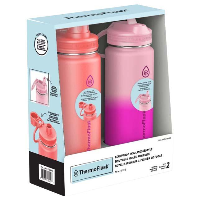 サーモフラスク(ThermoFlask) 真空断熱ステンレスボトル 携帯用まぼうびん ウォーターボトル 710ml(24oz) 2本セット QQ コストコ 1730866(26y7m) |  | 05