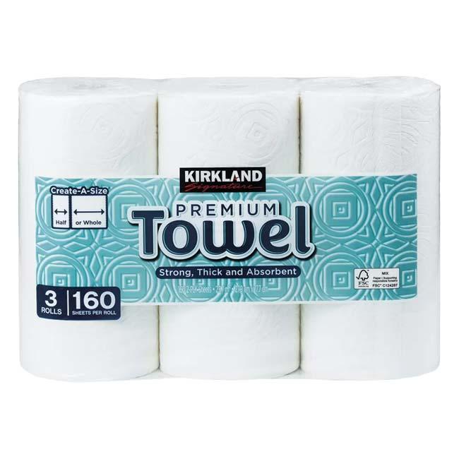 日本製 KIRKLAND SIGNATURE(カークランドシグネチャー) Premium ペーパータオル 160カット×12ロール 2枚重ねキッチンペーパー QQ コストコ 1768085(24y8m) |  | 01