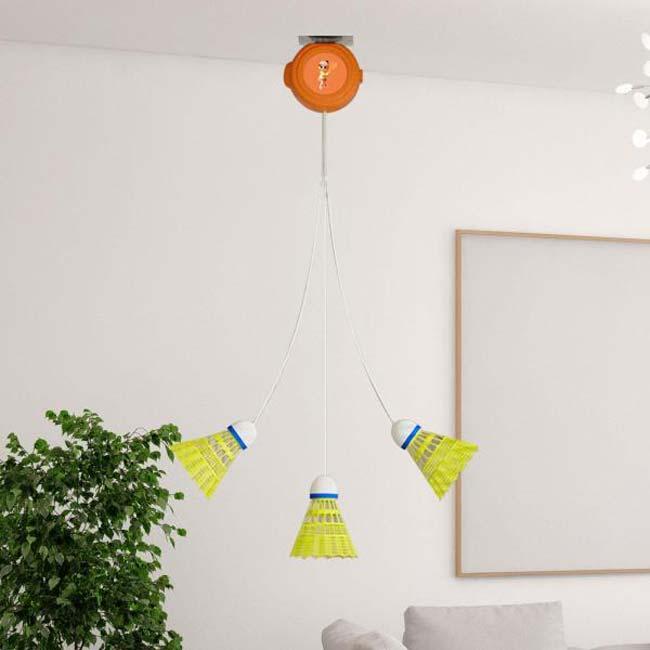 一人でじっくり練習できる  セルフバドミントントレーナー 吊り下げ式 ポータブルバドミントン練習セット TE929986オレンジ×イエロー(24y7m) | 