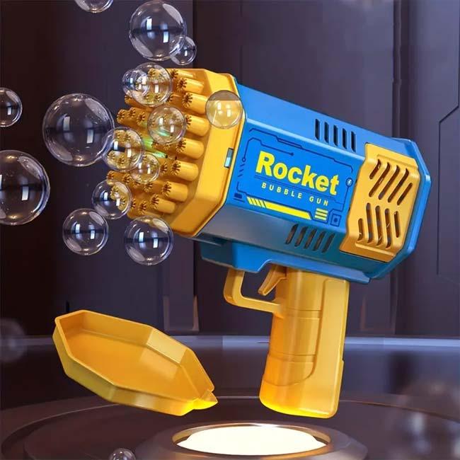 たくさんのシャボン玉が一気に噴き出す   40穴 電動バブルマシン 自動シャボン玉機 LEDライト付き キッズ おもちゃ TE929997-ブルー×イエロー(24y5m) | 