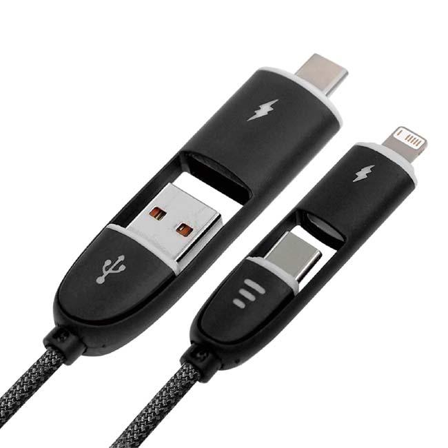2コネクタ×2タイプで端子変換 ハック(HAC) 4in1ケーブル Type-C(Type-A)×Type-c(iOS専用端子) ケーブル長3m HAC4831 ブラック(25y6m) |  | 02