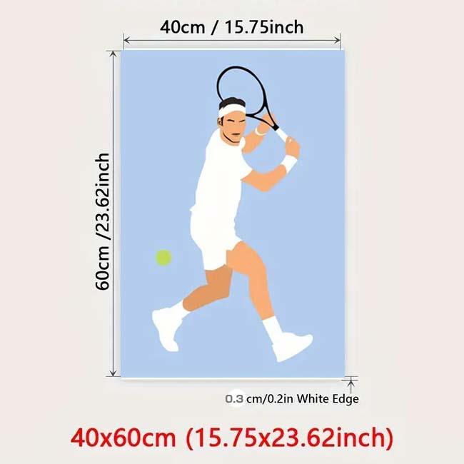 額付きなのですぐに飾れる  テニスポスター テニスプレイヤー柄 キャンバス地 ウォールアートプリント 40×60cm TE969965-ライトブルー(24y5m) |  | 01