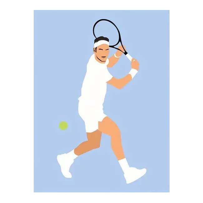 額付きなのですぐに飾れる  テニスポスター テニスプレイヤー柄 キャンバス地 ウォールアートプリント 40×60cm TE969965-ライトブルー(24y5m) |  | 04