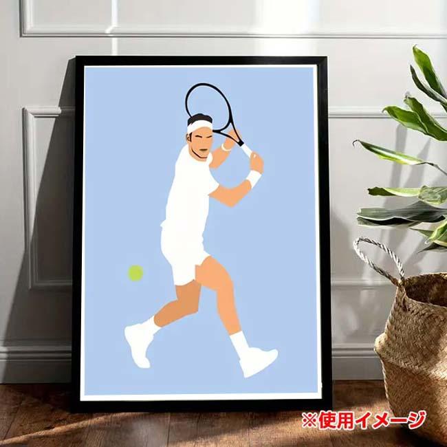 額付きなのですぐに飾れる  テニスポスター テニスプレイヤー柄 キャンバス地 ウォールアートプリント 40×60cm TE969965-ライトブルー(24y5m) |  | 05