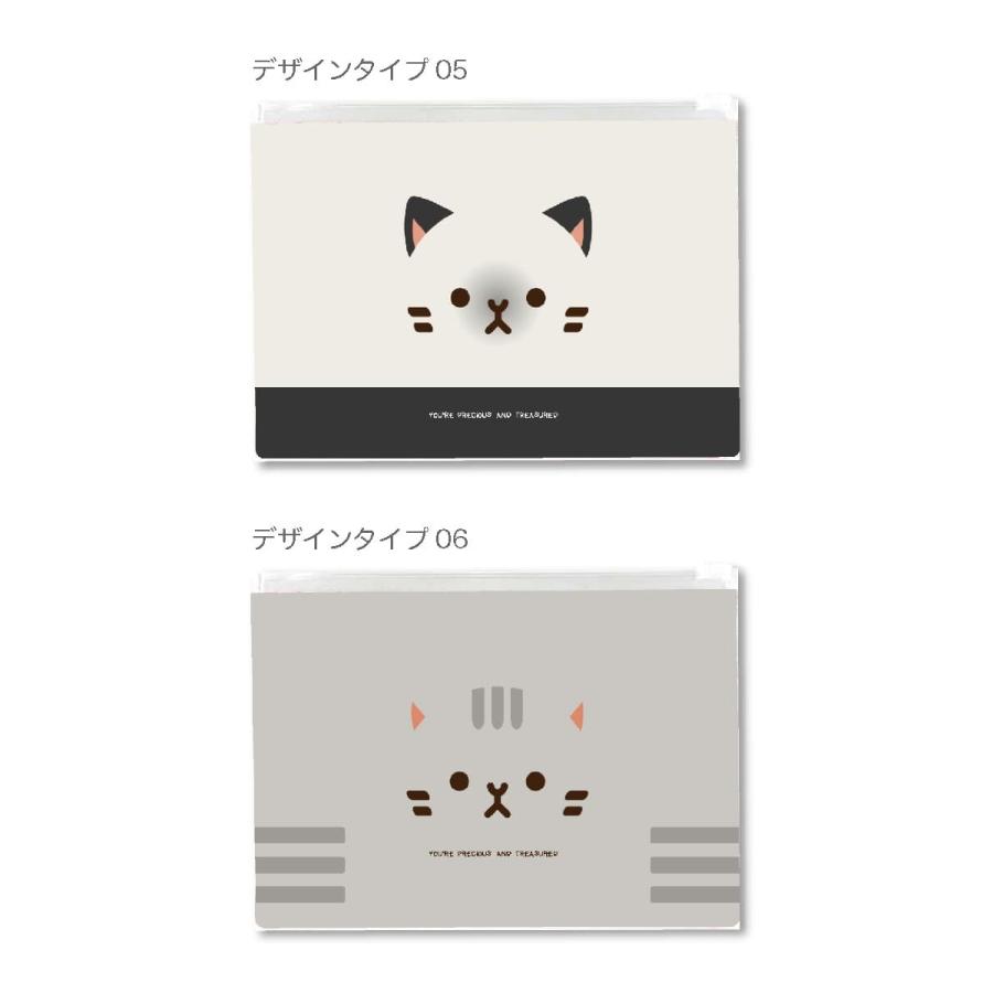 猫イラスト付きクリアポーチ A5サイズ Osel 合皮ネコダイカットぬいポーチ』 前面クリアの可愛い猫型ポーチ