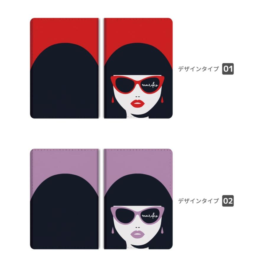 名入れ パスポートケース 2つ折り 女性 イラスト サングラス カード