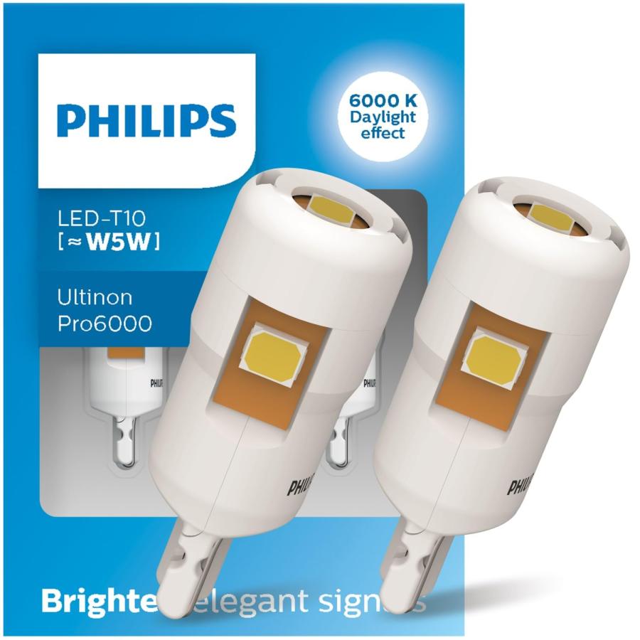 フィリップス ポジションランプ LED T10 6000K 90ルーメン 2個入り 車検対応 PHILIPS 11961CU60X2 ...