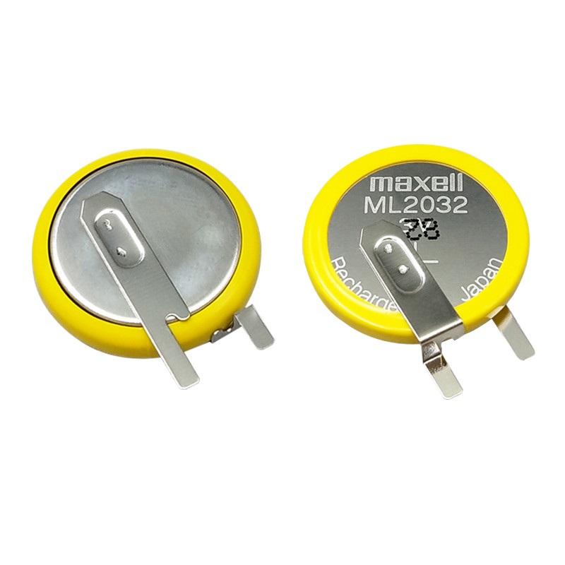 新品 Maxell マクセル ML2032 充電式ボタン電池 はんだ端子付 3V 65mAh