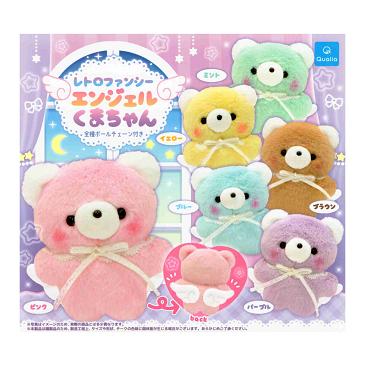 ピンクのリボン付きクマのぬいぐるみ ファンシーわたあめくまちゃん