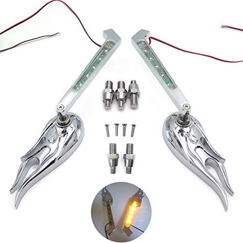 XKMTCustom Chromed Flame Shape LED Turn Signal Integrate Mirror Royal
