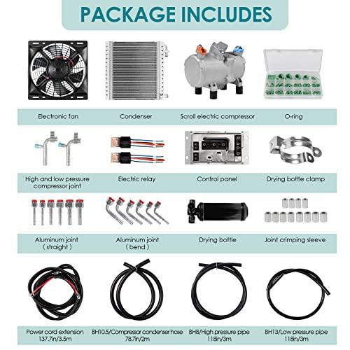 NEKPOKKA 12 V車用カーエアコン電動コンプレッサキット車用、トラック用、RV用、農業車用、ピックアップ用、クラシックカー用など車用12 Vエアコンシステム 車、バイク、自転車 自動車 外装、ボディパーツ