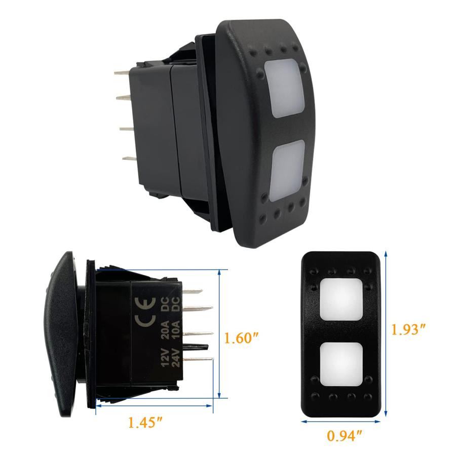 防水ONOFFONロッカースイッチ青LED 7 PIN DPDTカーボートRVトレーラー用トグルスイッチSXSダッシュボード12 V 24