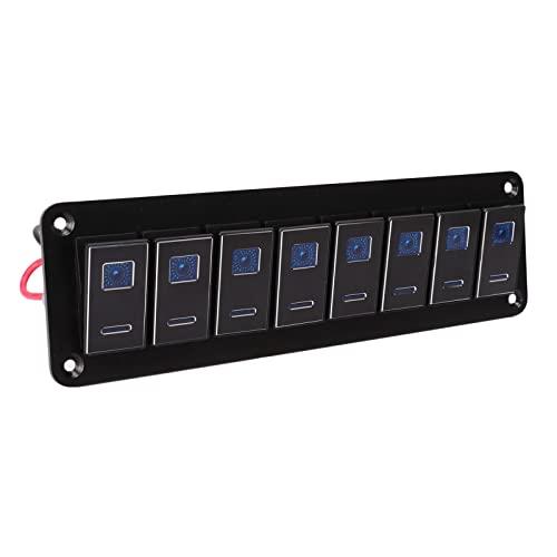 Acouto 8 Gang Toggle Switch Panel DC 12 V to 24 V 30 A 5 PIN Blue LED