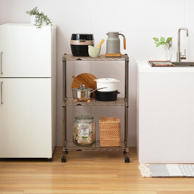 Luminous スチールラック おしゃれ ブラック スリム 幅60 キッチン