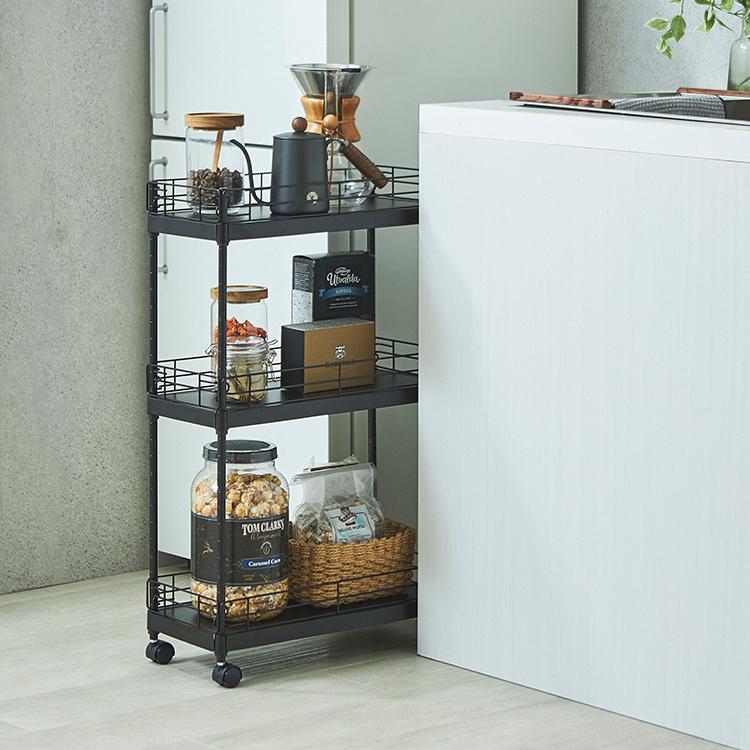 DOSHISHA ランドリーワゴン おしゃれ 3段 スリム すき間 幅20cm