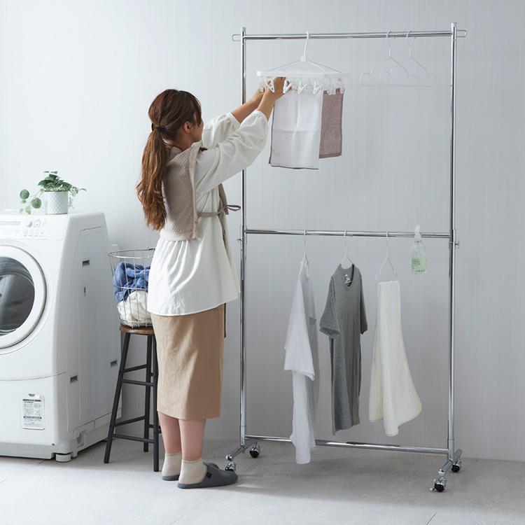 ハンガーラック 2段 幅100 スリム キャスター付き コートハンガー 洋服掛け 楽天市場】省スペースで圧倒的な収納力 ハンガーラック 幅100 耐